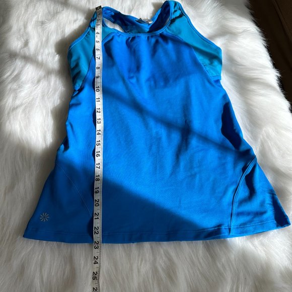 Athleta Blue Racerback Tank Built In Bra Athletic Running Yoga MEDIUM #138396-01 - Picture 3 of 11